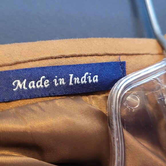 Vintage Waistcoat Vest Alan Fusser Faux Suede Brown India Med - Picture 3 of 9